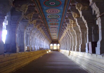 The pillared corridor of Ramanathaswamy Temple, Rameswaram
